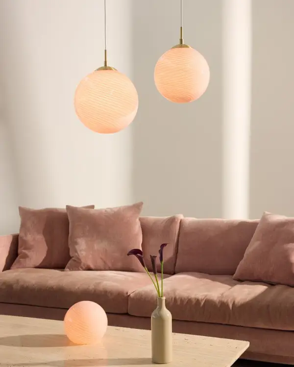 Hanglampen en tafellamp candy rose OANN