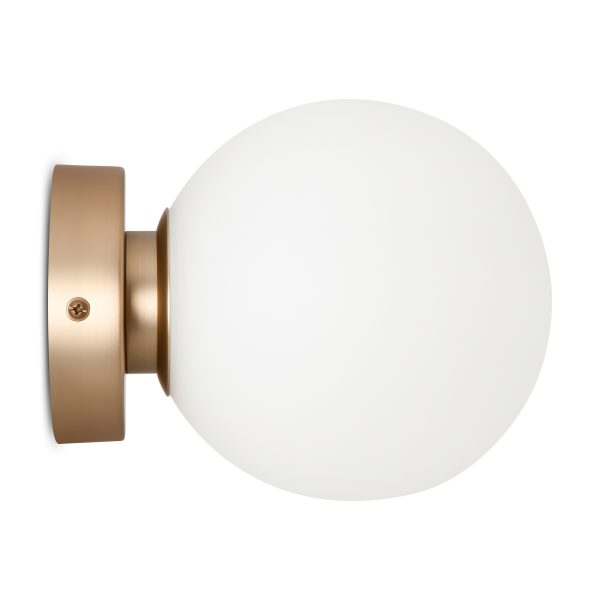 Wandlamp Basic form Goud/Wit, Ø 200 – ingeschakeld
