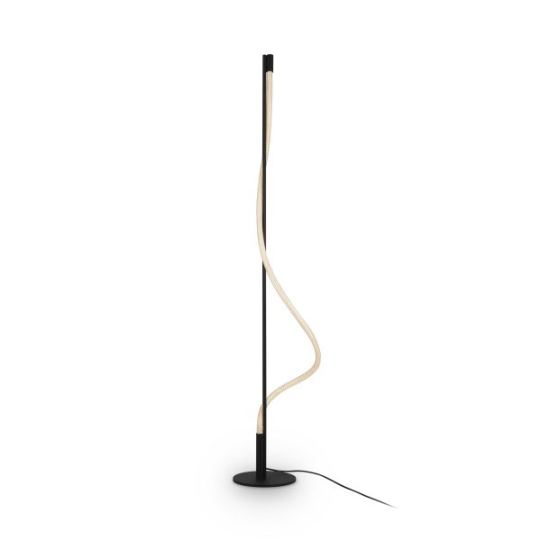 Vloerlamp Tau, Zwart – ingeschakeld