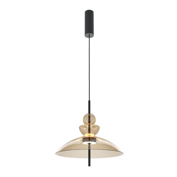 Hanglamp Bangkok Amberglas, 1 lichts – ingeschakeld