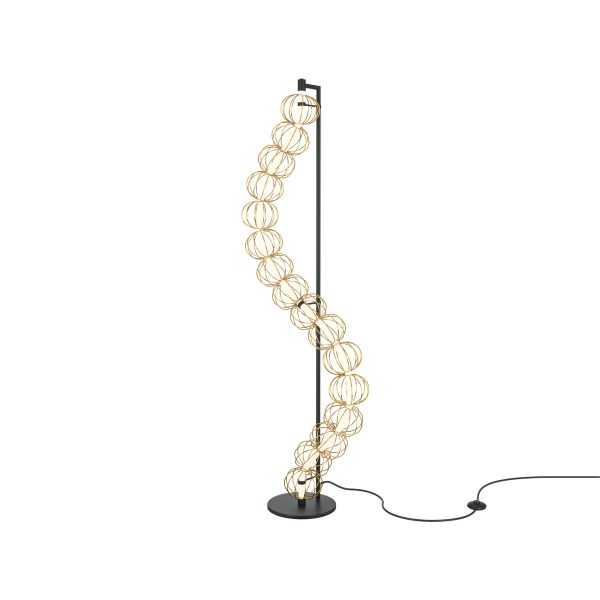 Vloerlamp Golden Cage, Goud – ingeschakeld