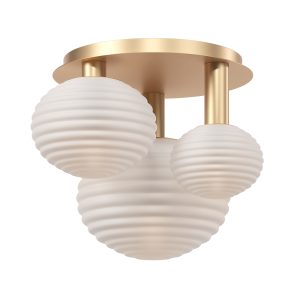 Plafondlamp Reels Goud, 3 lichts – ingeschakeld