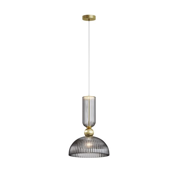 Hanglamp Antic Grijs, 1 lichts – ingeschakeld