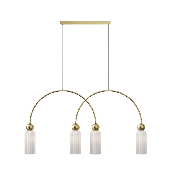 Hanglamp Antic Wit, 4 lichts – ingeschakeld