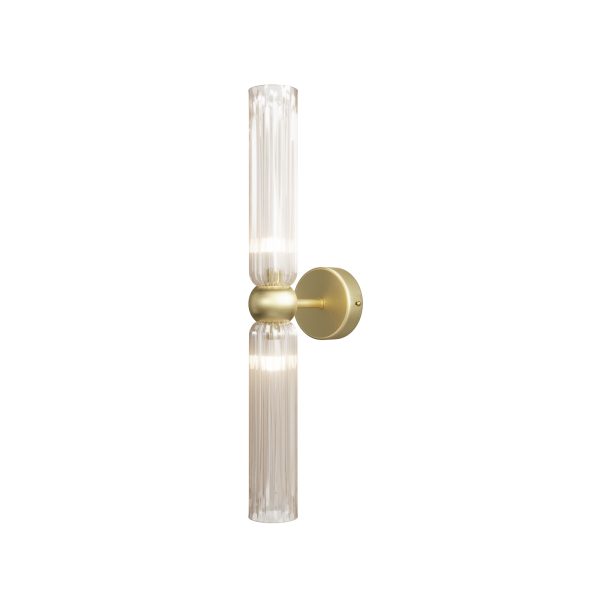 Wandlamp Antic Goud, 2 lichts – ingeschakeld