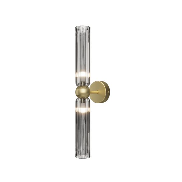 Wandlamp Antic Grijs, 2 lichts – ingeschakeld