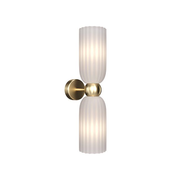 Wandlamp Antic Goud/Wit, 2 lichts – ingeschakeld