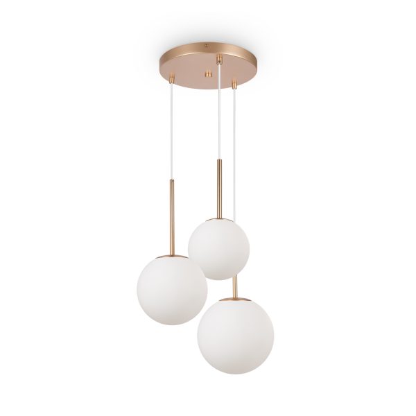 Hanglamp Basic form Brons, 3 lichts – ingeschakeld