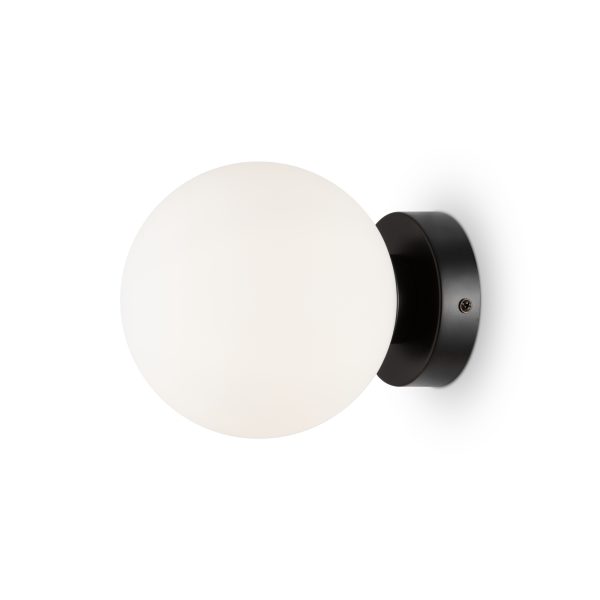 Wandlamp Basic form Zwart, Ø 150 – ingeschakeld