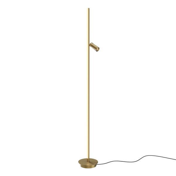Vloerlamp Thin, Messing – ingeschakeld