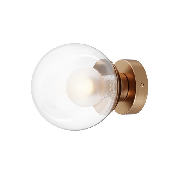 Wandlamp Basic form Goud, Ø 150 – ingeschakeld