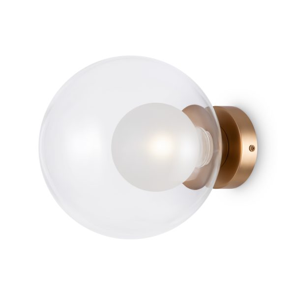 Wandlamp Basic form Goud, Ø 200 – ingeschakeld
