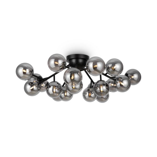 Plafondlamp Dallas Zwart, 20 lichts – ingeschakeld