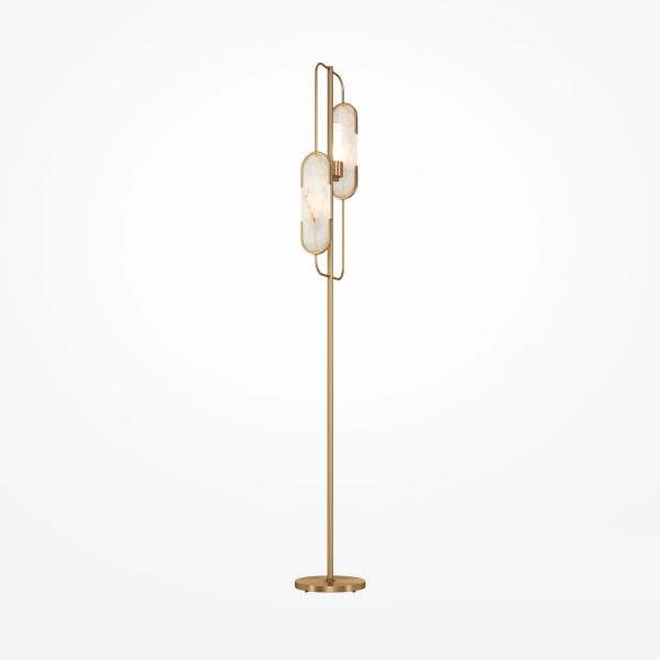 Vloerlamp Marmo Messing, 2 lichts