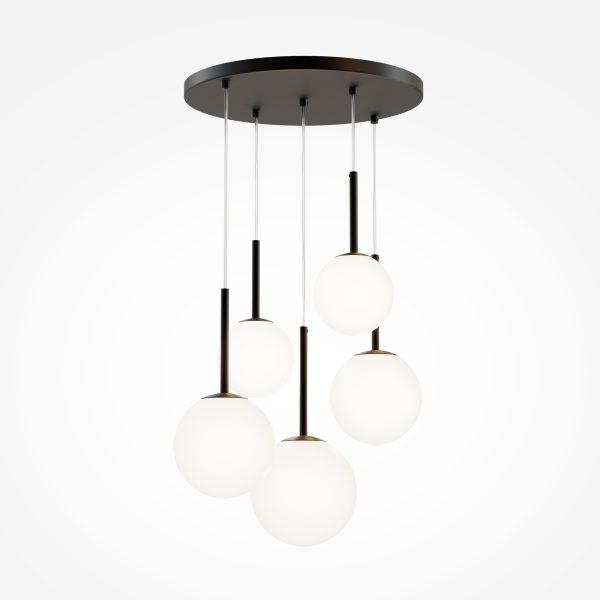 Hanglamp Basic form Zwart, 5 lichts
