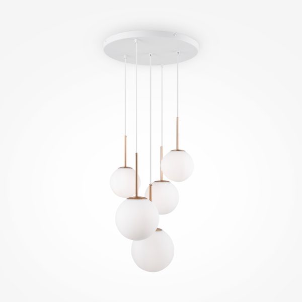 Hanglamp Basic form Wit/Goud, 5 lichts
