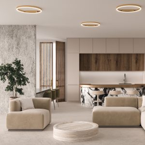 Plafondlamp Rim Messing – sfeerfoto