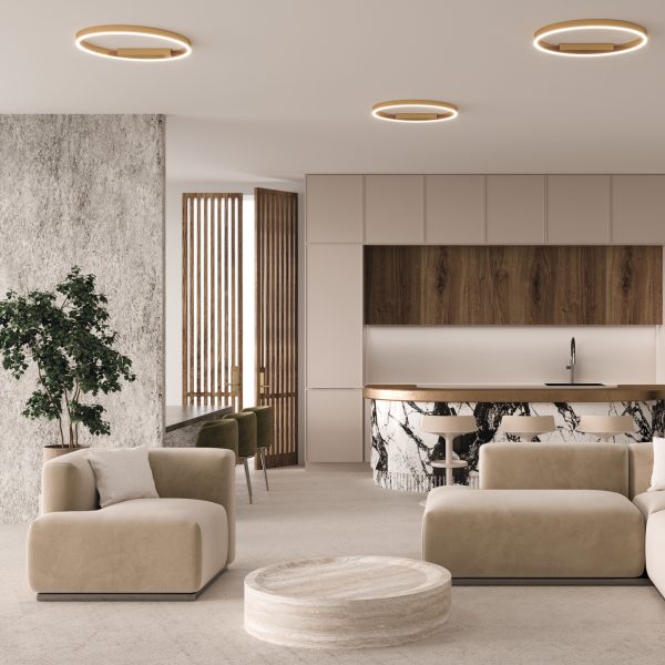 Plafondlamp Rim Messing – sfeerfoto