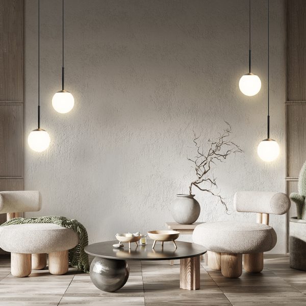 Hanglamp Basic form Zwart, 1 lichts – sfeerfoto