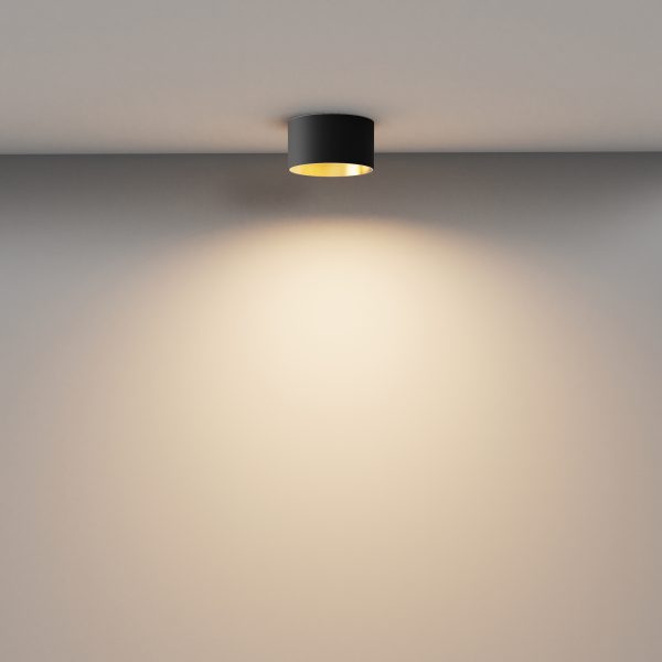 C089CL plafondlamp borstelig mat goud zijaanzicht