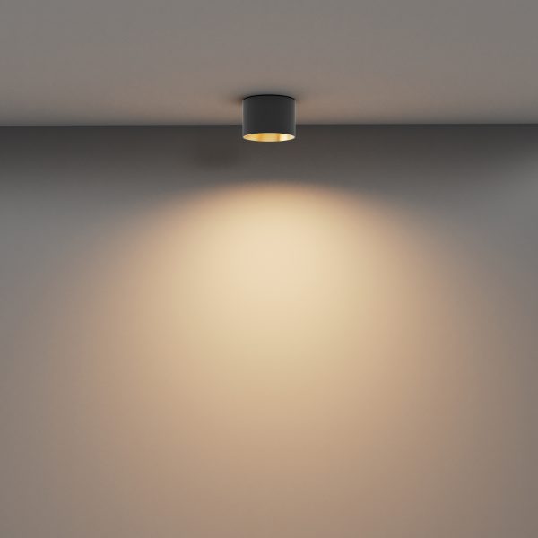 C089CL plafondlamp borstelig mat goud zijaanzicht