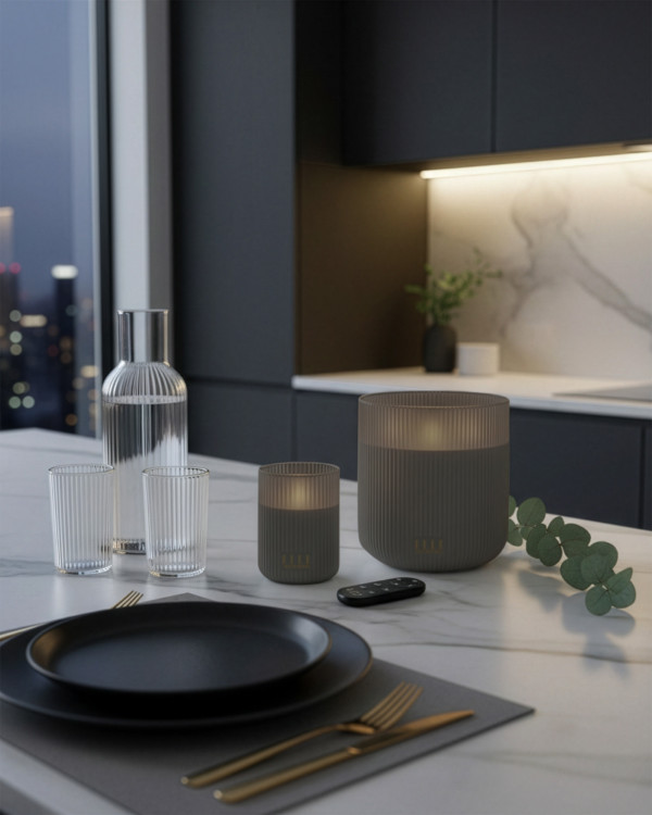 BELLEVILLE 3-lichts – taupe frost geribd van Elle Decoration