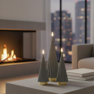 BOREAL M – taupe, LED kaars van Elle Decoration