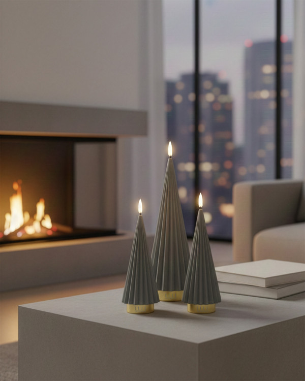 BOREAL L - taupe, LED kaars