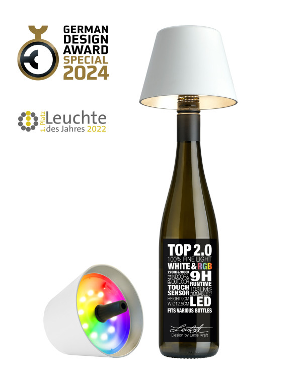 TOP 2.0 – Wit, oplaadbare flessenlamp van Sompex – afbeelding 5