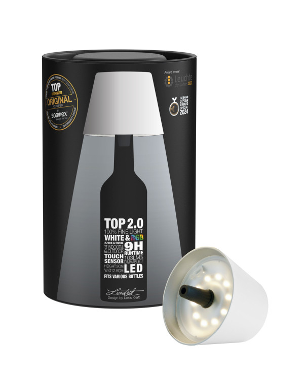 TOP 2.0 – Wit, oplaadbare flessenlamp van Sompex – afbeelding 4
