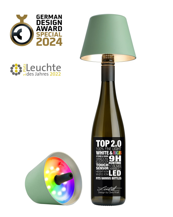 TOP 2.0 – Olijfgroen, oplaadbare flessenlamp van Sompex – afbeelding 4