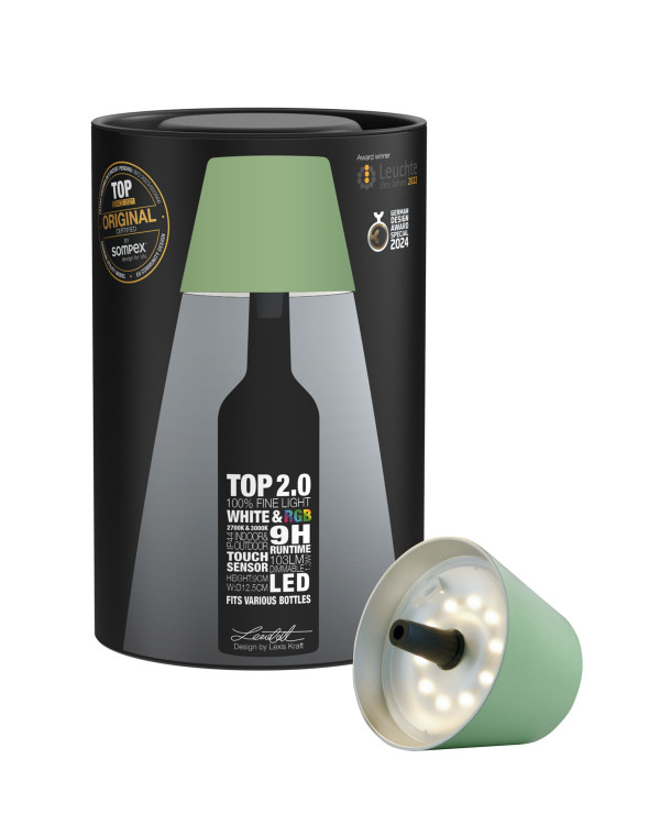 TOP 2.0 – Olijfgroen, oplaadbare flessenlamp van Sompex – afbeelding 3