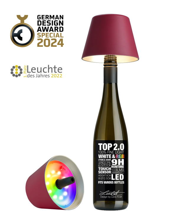 TOP 2.0 – Bordeaux, oplaadbare flessenlamp van Sompex – afbeelding 5