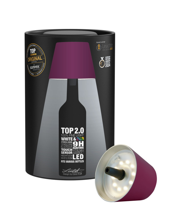 TOP 2.0 – Bordeaux, oplaadbare flessenlamp van Sompex – afbeelding 4