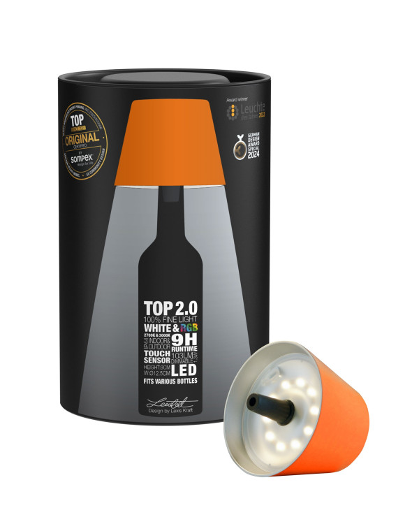 TOP 2.0 – Oranje, oplaadbare flessenlamp van Sompex – afbeelding 4