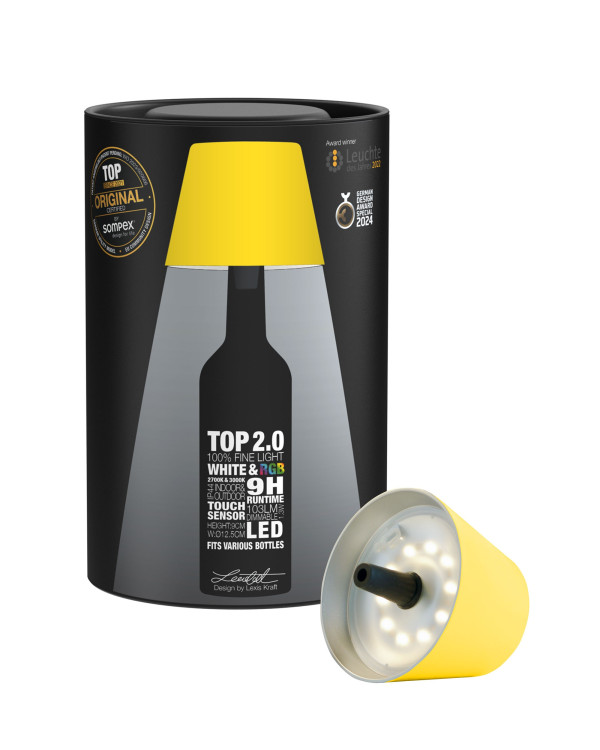 TOP 2.0 – Geel, oplaadbare flessenlamp van Sompex – afbeelding 4