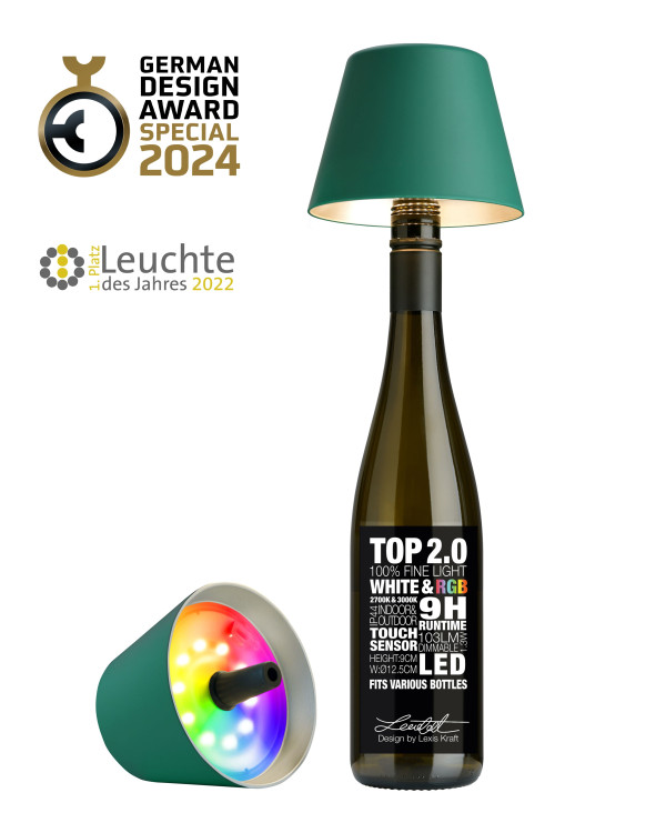 TOP 2.0 – Groen, oplaadbare flessenlamp