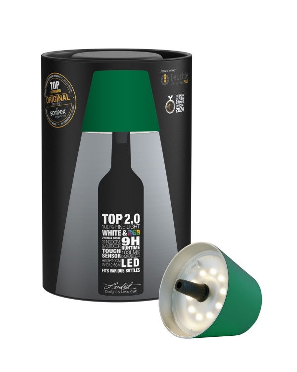 TOP 2.0 – Groen, oplaadbare flessenlamp van Sompex – afbeelding 3