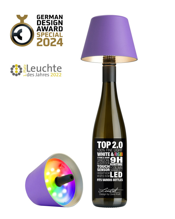 TOP 2.0 – Lila, oplaadbare flessenlamp