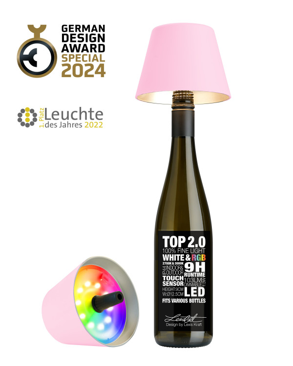 TOP 2.0 – Roze, oplaadbare flessenlamp