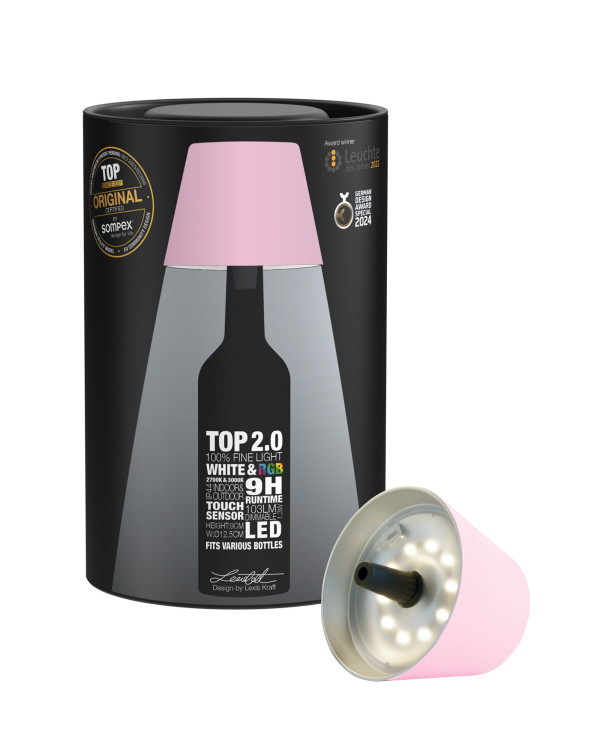 TOP 2.0 – Roze, oplaadbare flessenlamp van Sompex – afbeelding 3
