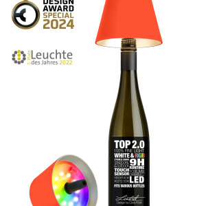TOP 2.0 – Neonoranje, oplaadbare flessenlamp van Sompex