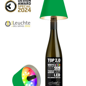 TOP 2.0 – Neongroen, oplaadbare flessenlamp van Sompex