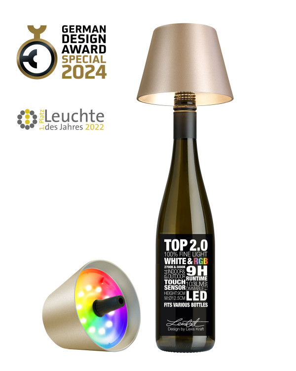 TOP 2.0 – Roze metallic, oplaadbare flessenlamp