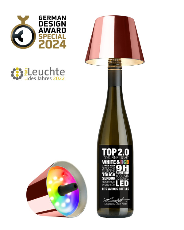 TOP 2.0 – Roségoud, oplaadbare flessenlamp van Sompex – afbeelding 4