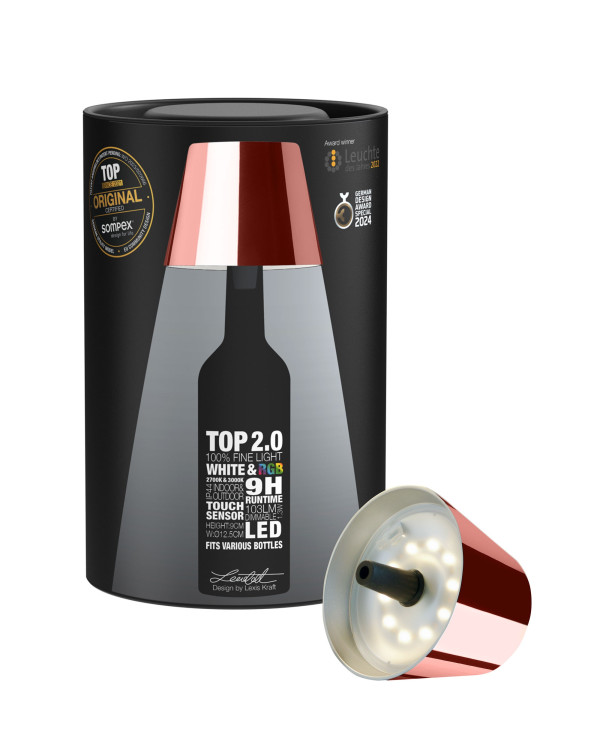 TOP 2.0 – Roségoud, oplaadbare flessenlamp van Sompex – afbeelding 3