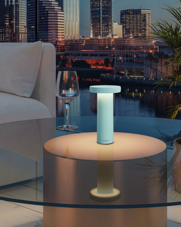 VOLUME – Turquoise, oplaadbare tafellamp van Sompex – afbeelding 4