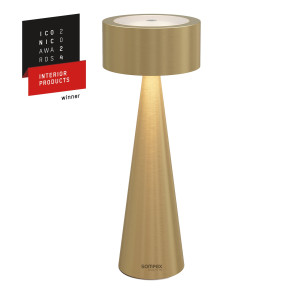 ELODY – geborsteld goud, oplaadbare tafellamp van Sompex