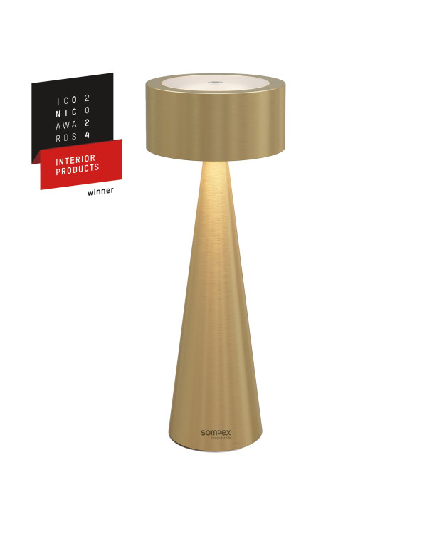 ELODY – geborsteld goud, oplaadbare tafellamp van Sompex