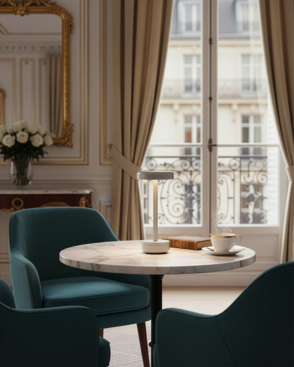 IENA – zilver mat, oplaadbare tafellamp van Elle Decoration